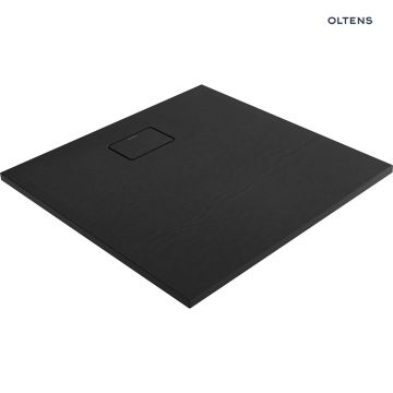 Oltens Bergytan brodzik 90x90 cm kwadratowy RockSurface czarny mat