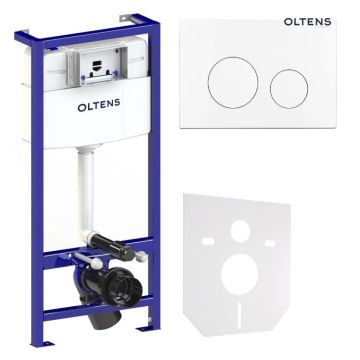 Zestaw Oltens Triberg Lule 5w1 stelaż podtynkowy z przyciskiem spłukującym białym