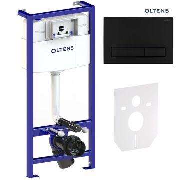 Zestaw Oltens Triberg Torne 5w1 stelaż podtynkowy z przyciskiem spłukującym czarny mat