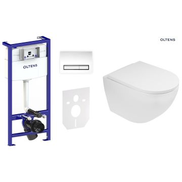 Zestaw Oltens Triberg Hamnes Torne 7w1 stelaż podtynkowy miska z deską 42014000 i przycisk spłukujący chrom błyszczący